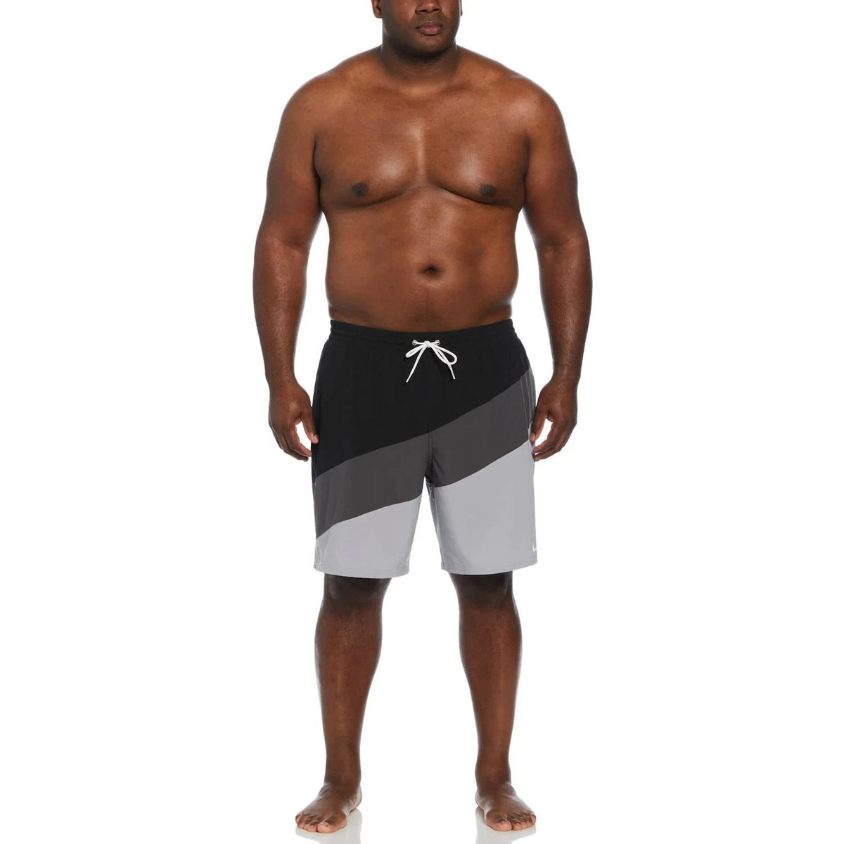 Men's Nike Color Surge Swim Trunks Black Colorblocked 9" Drawstring FTS785