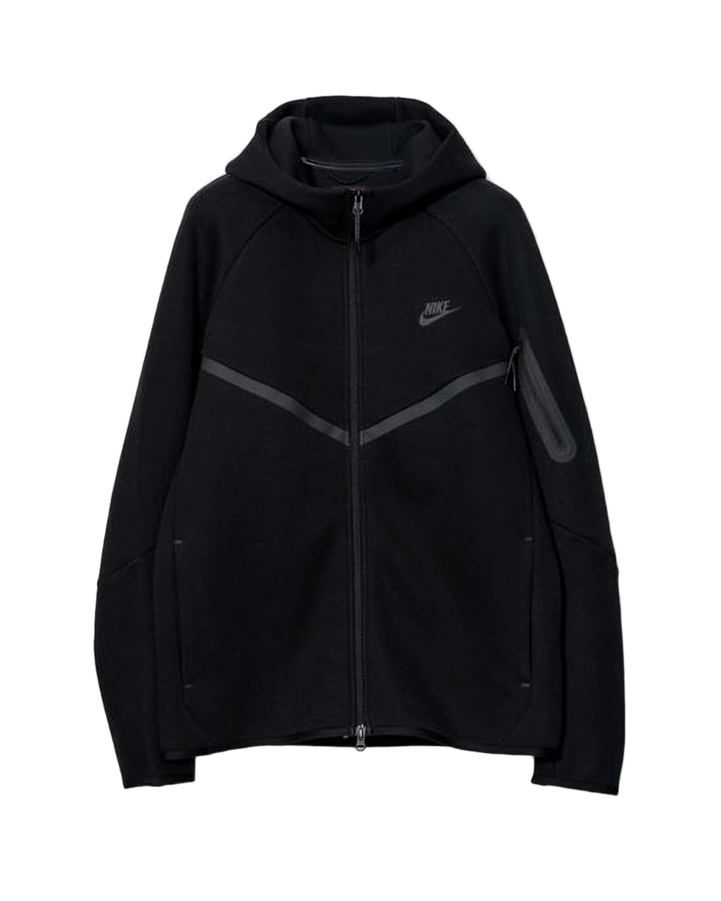 Minimalist Black Full-Zip Jacket with Hood