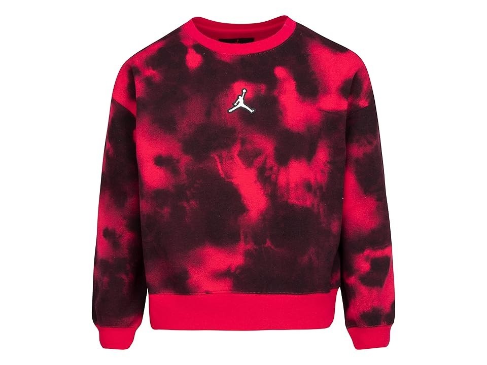 Kids Jordan Essentials Sweatshirt Red Black Tie-Dye Fleece Long Sleeve GBO24