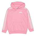 Pink junior pullover hoodie with hood, kangaroo pocket, and adidas Originals logo