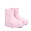 Pink mid-top adiFOM Superstar boots with molded shell and ridged rubber sole