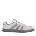 Beige adidas Originals Aloha Super Trainer sneakers with purple suede stripes and lace-up