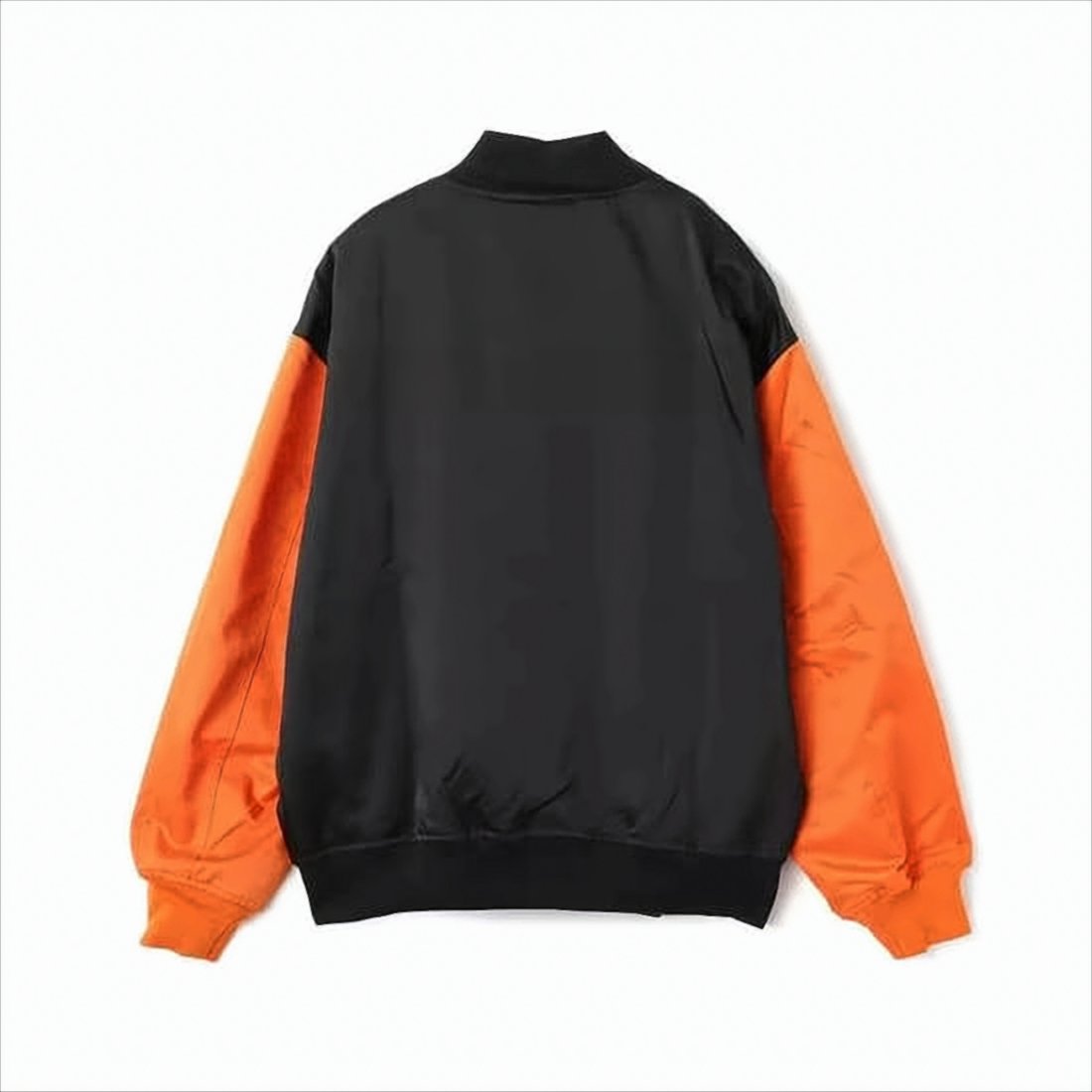 Black Bomber Jacket with Bold Orange Sleeves