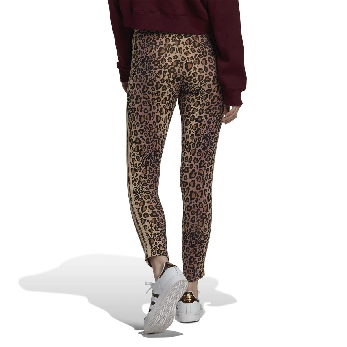 adidas Originals leopard-print 7/8 leggings, tapered legs and side stripe detail