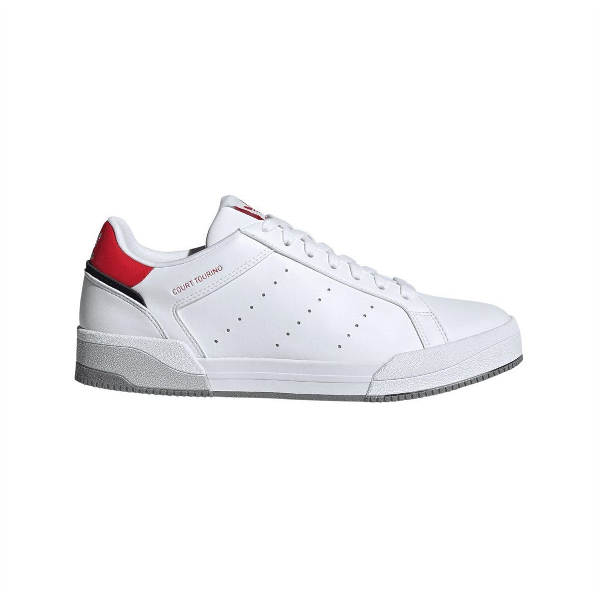 Adidas Originals Tourino Trainers in gray and white with lace-up design and sporty silhouette for casual wear.