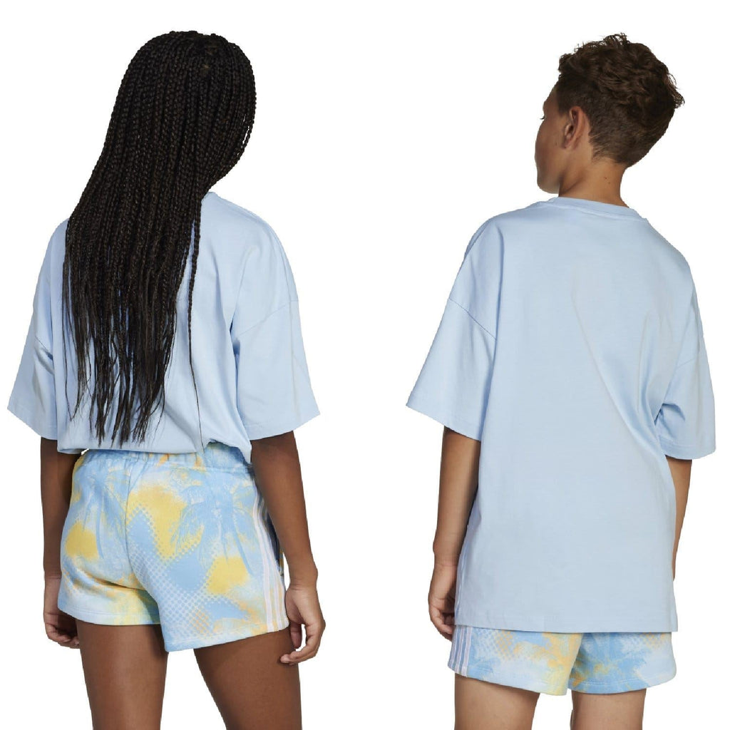 Light blue junior short-sleeve t-shirt shown from behind, plain back and crew neck
