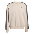 adidas oversized crewneck sweatshirt in stone khaki with black 3-stripe sleeves