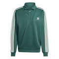 Green adidas Originals track top with funnel neck, quarter-zip, and white 3-stripe sleeves