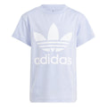 Kids light lavender adidas Trefoil graphic t-shirt with crew neck and short sleeves