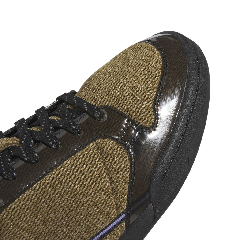 adidas Originals Blondey Continental side view, khaki textile with metallic silver panel