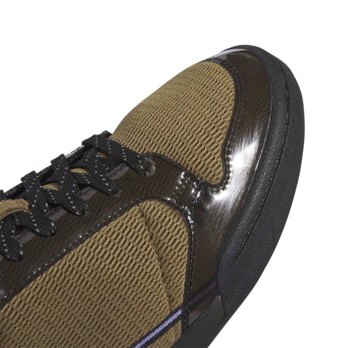adidas Originals Blondey Continental side view, khaki textile with metallic silver panel