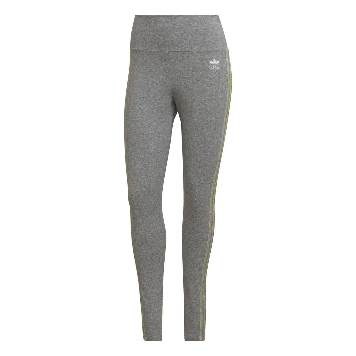 Grey adidas Originals running leggings with vertical side stripe details and ankle-length fit