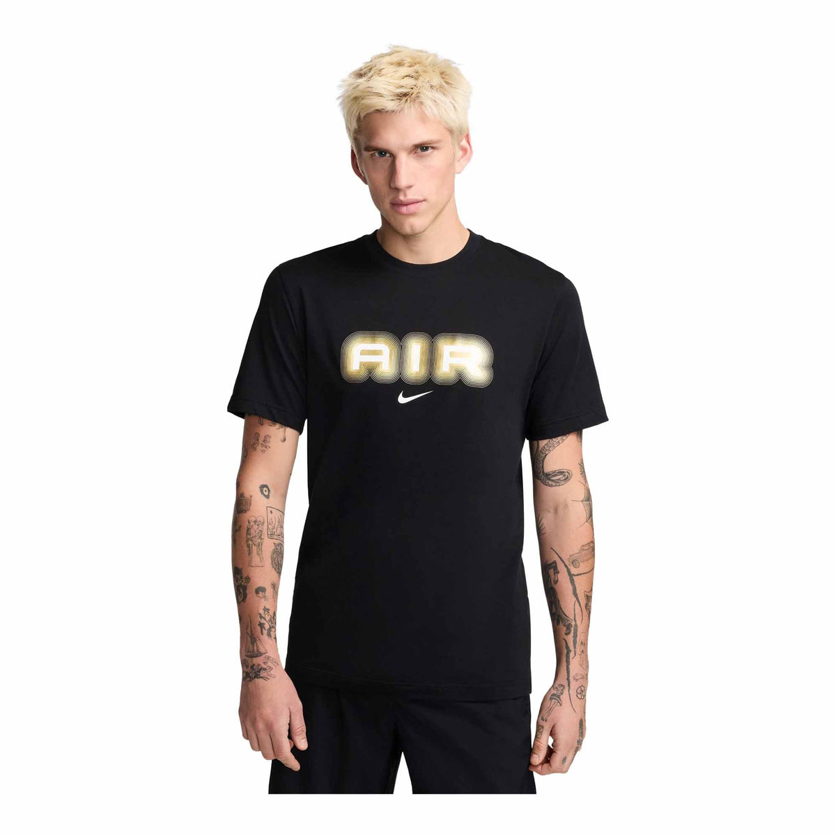 MENS SPORTSWEAR GRAPHIC T SHIRT_BLACK/METALLIC GOLD