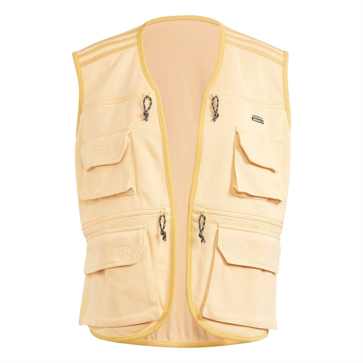 adidas Originals sleeveless vest jacket, light beige, utility pockets and chest logo