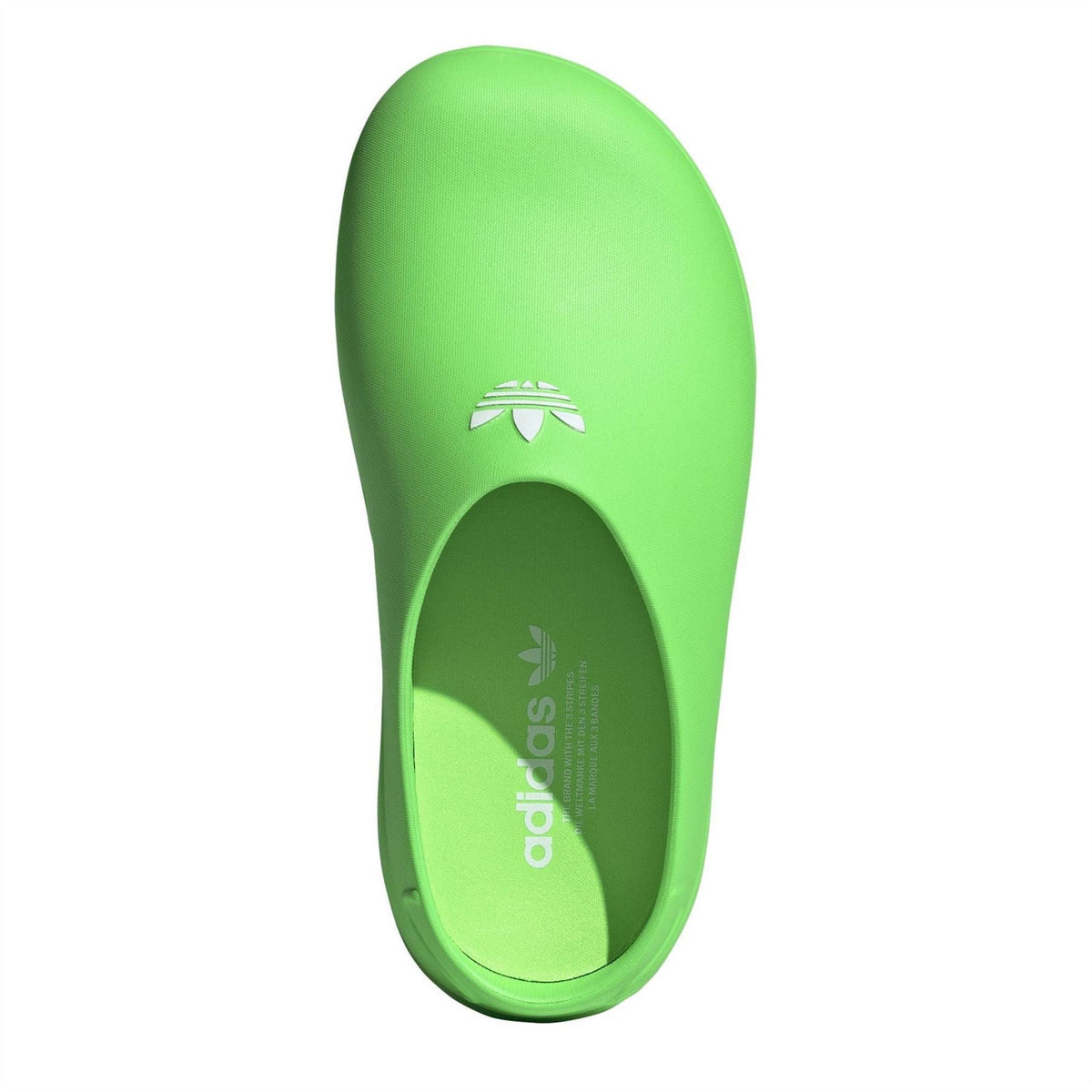 adidas Originals Adifom Stan M clog shoes, neon solar green insole with adidas branding