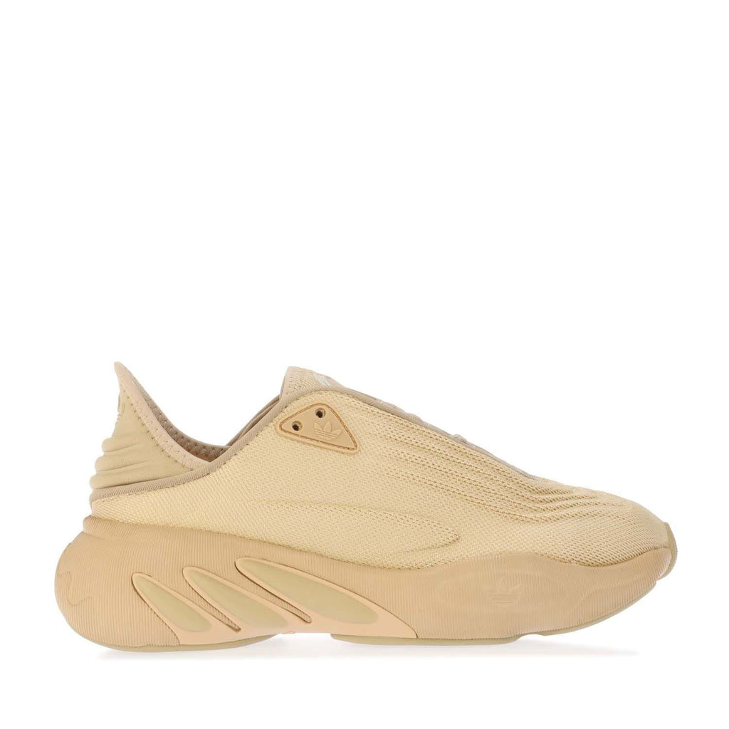 Beige trainers with adidas logo patch and knitted mesh upper