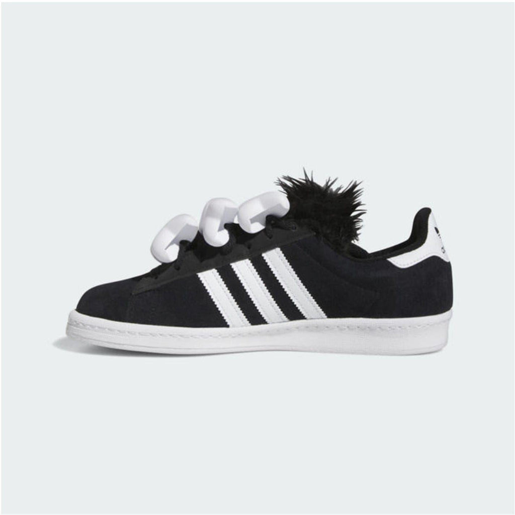 adidas Originals Bon Cmps 80 round toe trainers in black with white accents, showcasing classic sneaker design and durable rubber sole.