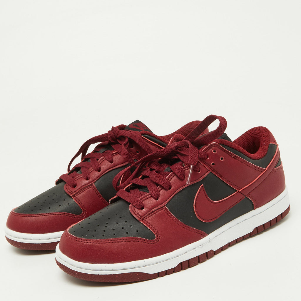 Nike Red/black Leather Dunk Low Top "team Red" Sneakers