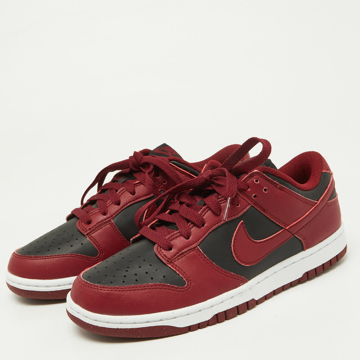 Nike Red/black Leather Dunk Low Top "team Red" Sneakers