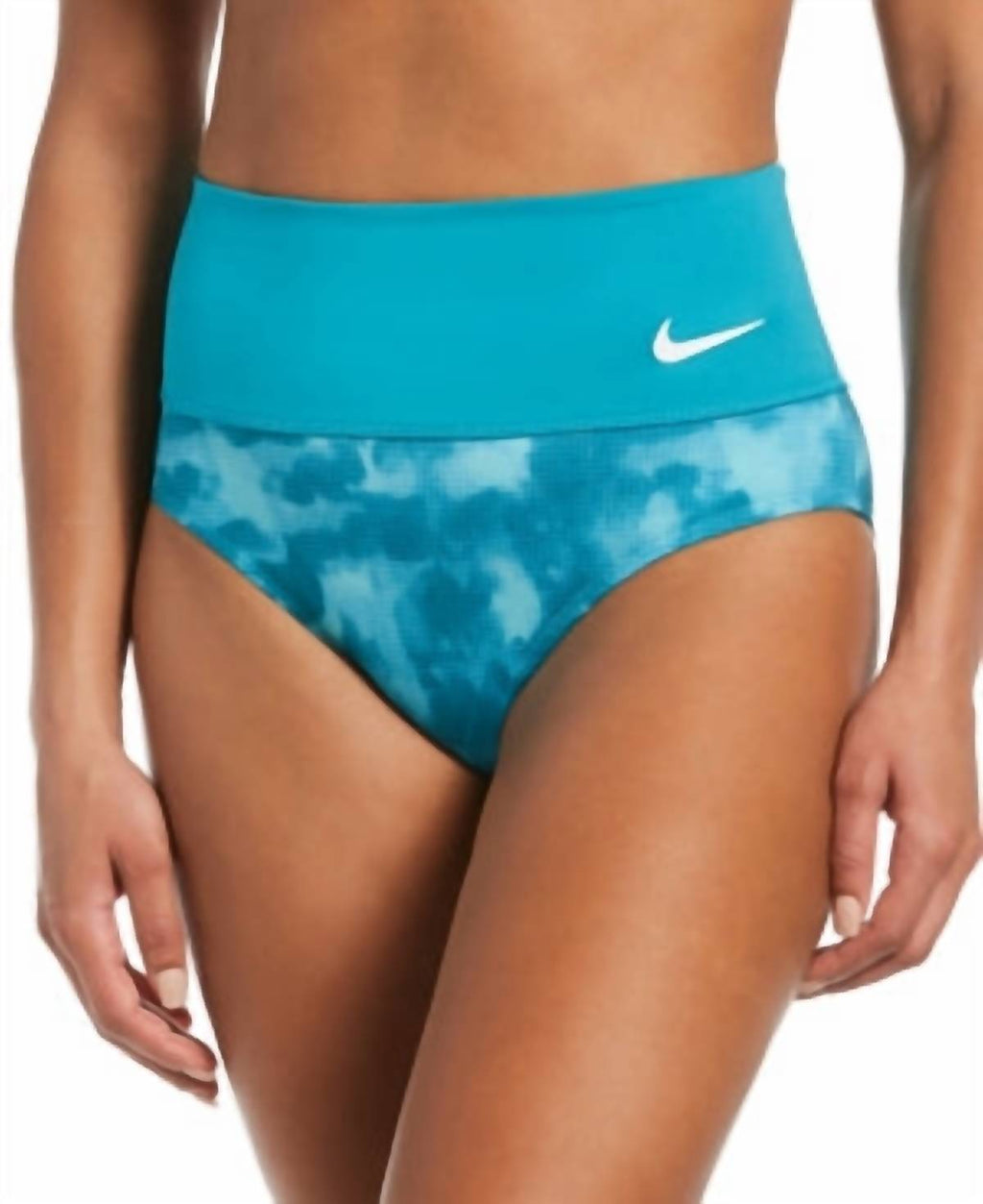 Cloud-Dye High-Waist Bikini Swim Bottom In Aqua