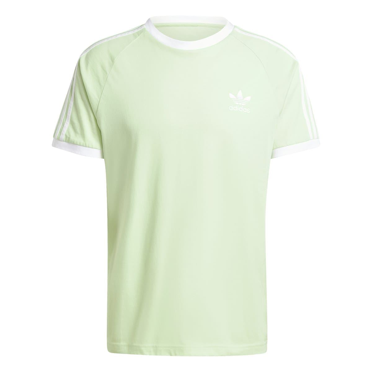 Light green adidas Originals T-shirt with 3-stripe sleeves and small chest trefoil logo