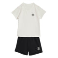 Infants' ribbed T-shirt and shorts set, white tee and black shorts with adidas logos