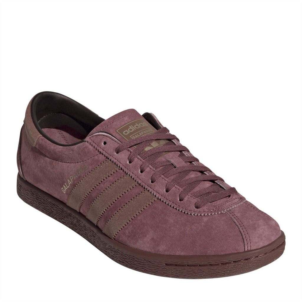 adidas burgundy suede low-top sneakers with lace-up design and dark rubber sole