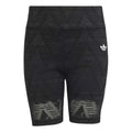 Juniors’ black geometric print athletic shorts, slim fit, with adidas trefoil logo