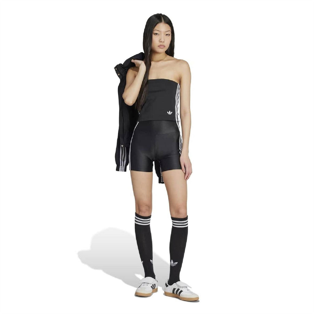 adidas Originals Adicolor tube top, strapless black with side 3-stripes and trefoil logo