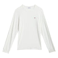 White ribbed long-sleeve crewneck t-shirt with small adidas trefoil chest logo