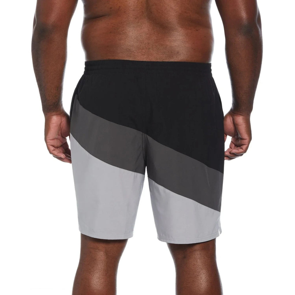 Men's Nike Color Surge Swim Trunks Black Colorblocked 9" Drawstring FTS785