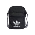 Black adidas Originals festival bag with front zip pocket and adjustable strap