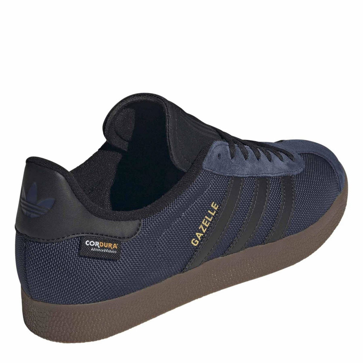 Gazelle OG lace-up sneakers with CORDURA patch, dark heel collar, indigo mesh, brown sole