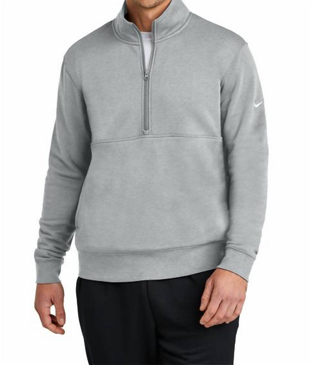 Club Fleece Sleeve Swoosh 1/2 Zip Pullover In Dark Gray Heather