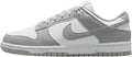 White and light gray Nike Dunk Low low-top sneakers, lace-up.