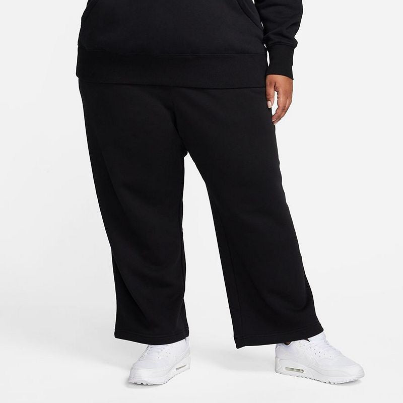Women's Nike Sportswear Club Fleece Sweatpants Black Mid-Rise Wide Leg FTS395