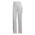 Light gray adidas track sweatpants with elastic waistband and cuffed hem