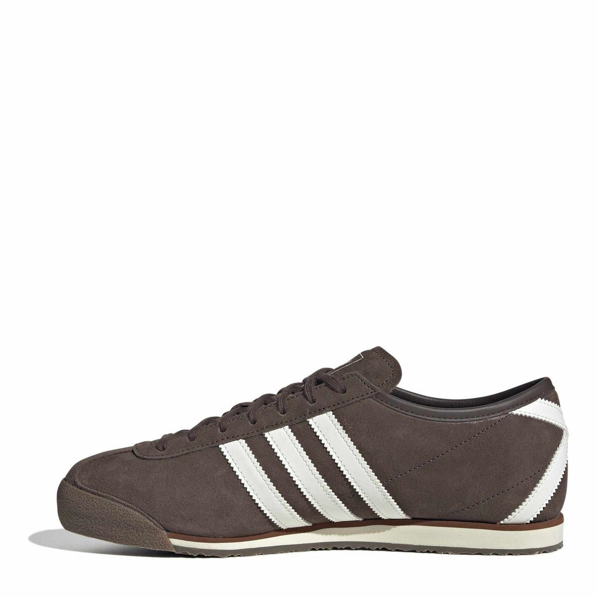 Brown Italia 70s low-top sneaker with off-white triple stripes and gum outsole