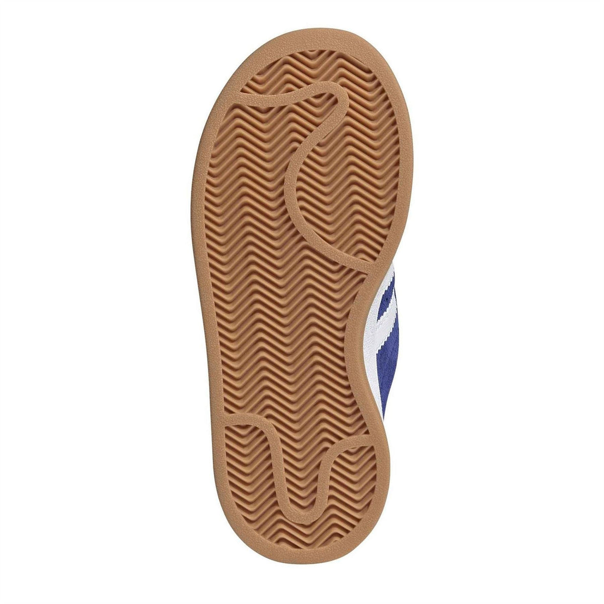 adidas sneaker outsole with textured gum rubber tread and blue side panel