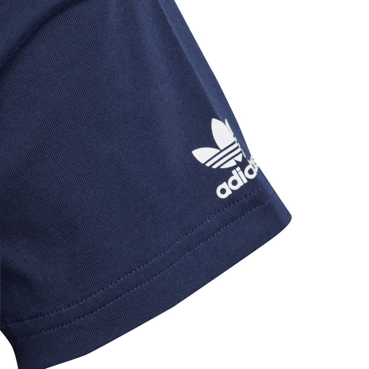 Indigo junior Adidas Originals T-shirt sleeve cuff with small trefoil adidas logo