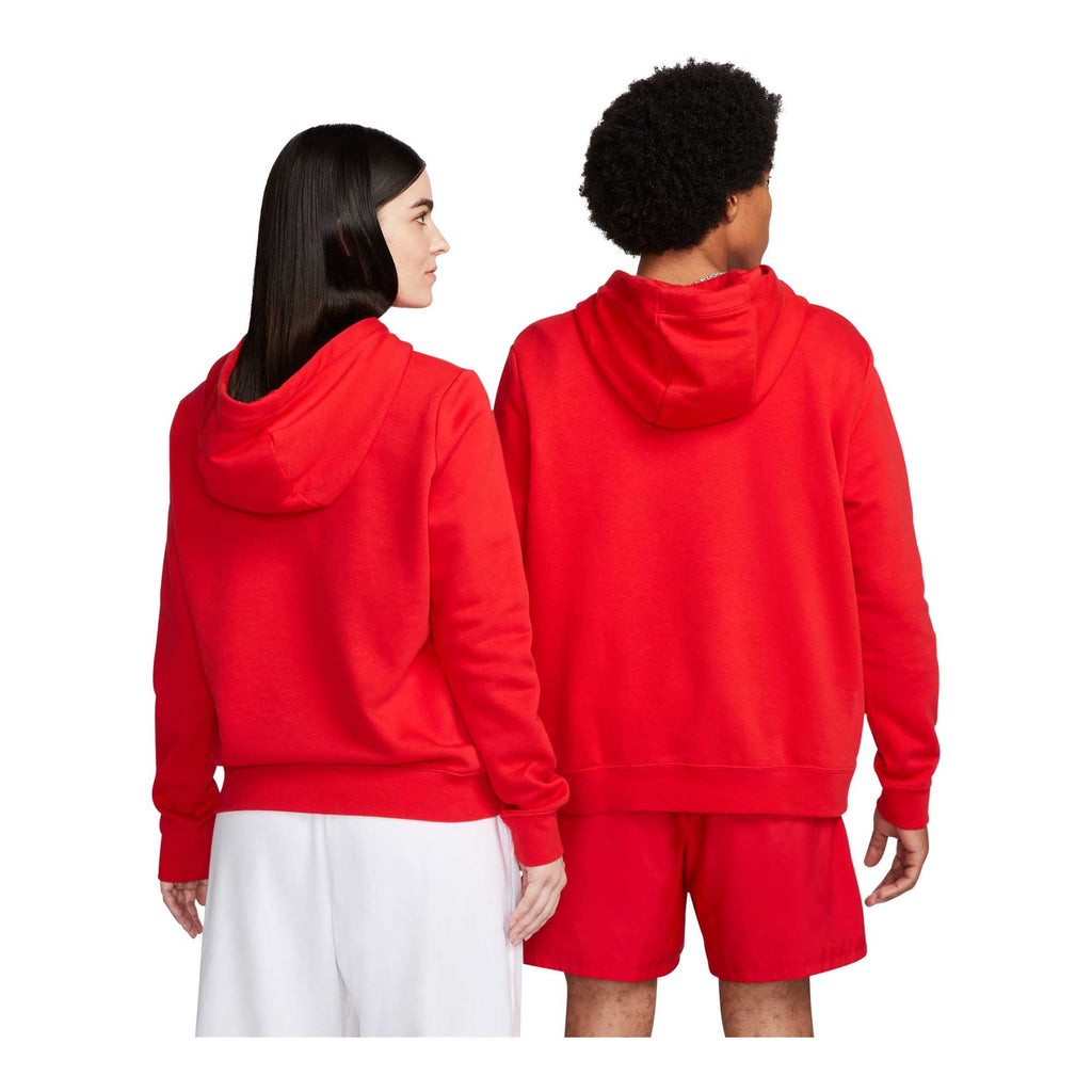 WOMENS NIKE SPORTSWEAR CLUB FLEECE PULLOVER HOODIE_UNIVERSITY RED/WHITE