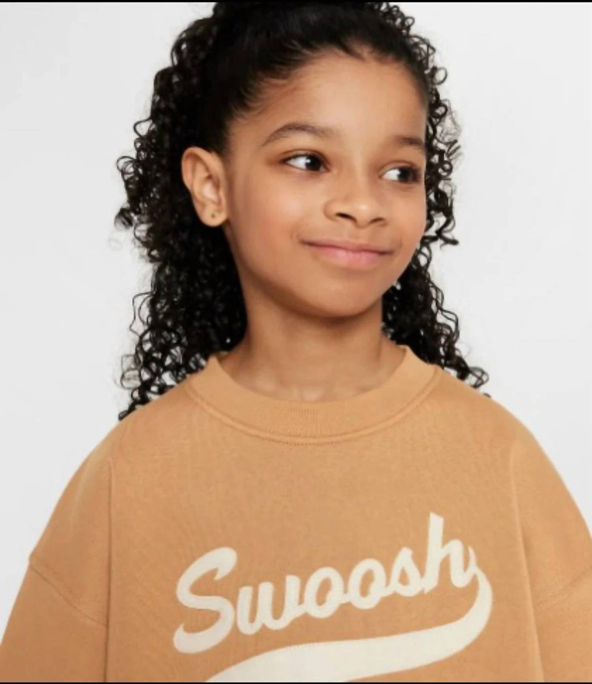 Sportswear Club Fleece Oversized Crew Neck Sweatshirt In Tan