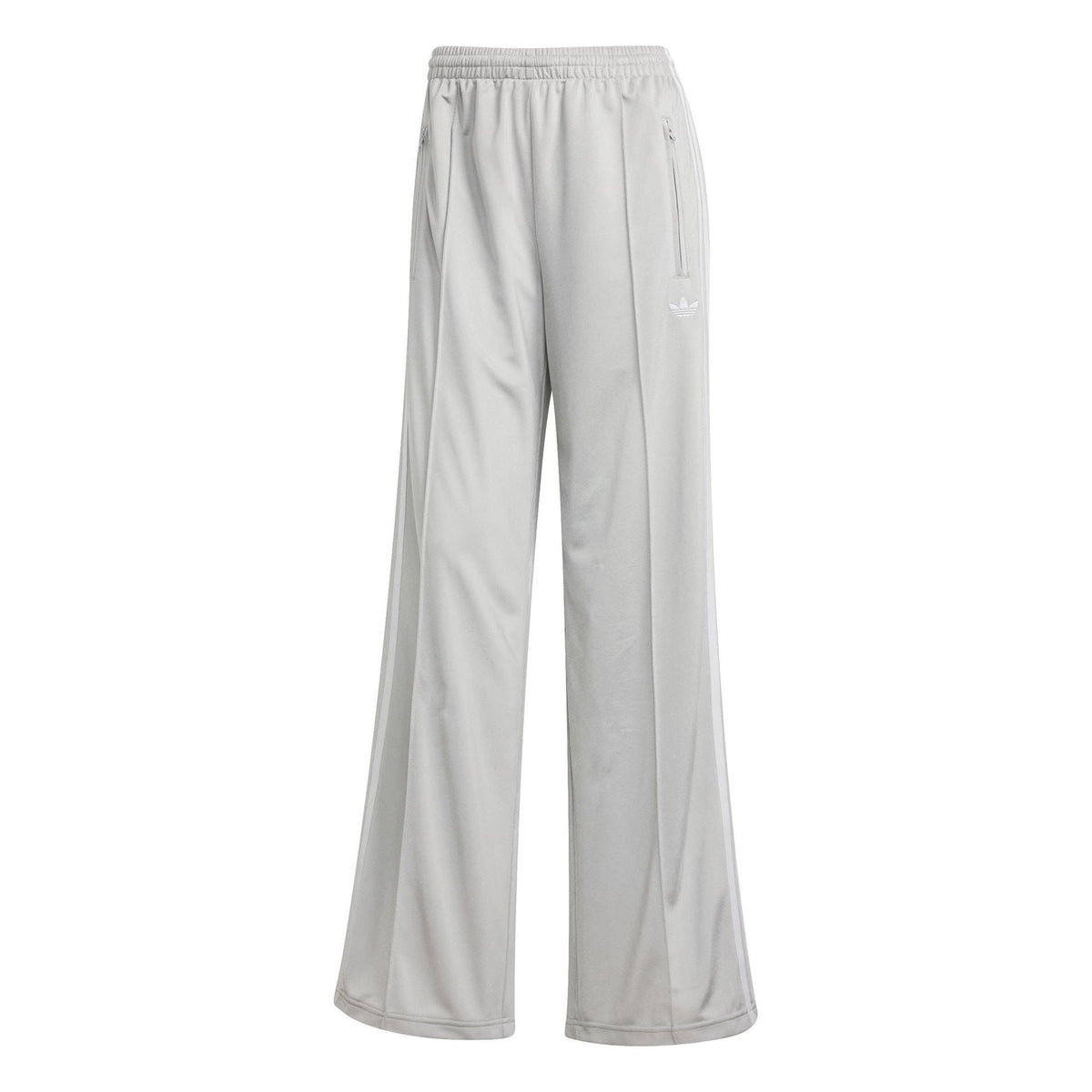 Grey adidas Originals track pants with wide leg and elastic waistband