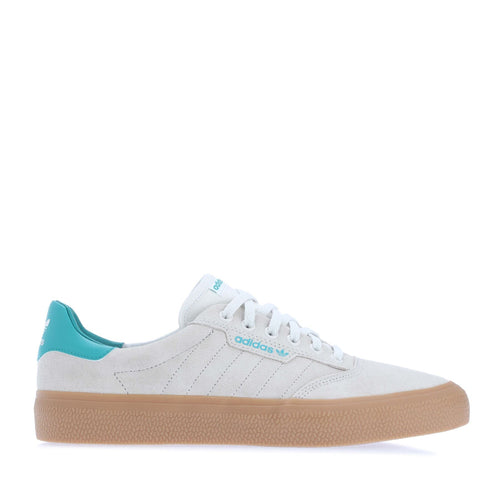 White and teal adidas 3MC low-top trainers with lace-up front and gum rubber sole