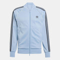 Adidas Originals Classic SST track jacket in black with white stripes, featuring a zip-up front and ribbed cuffs.