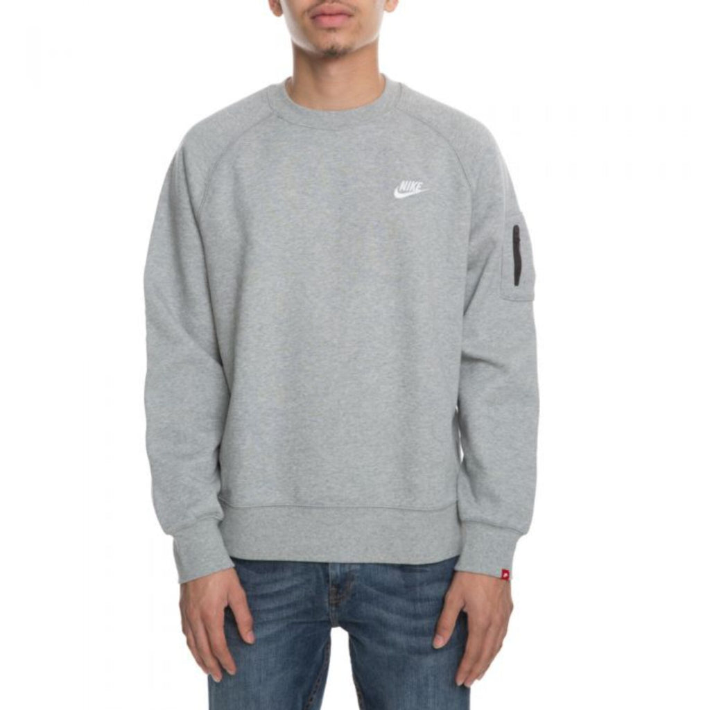 Men's Nike AW77 Fleece Crew Sweatshirt Grey/White 598701-063