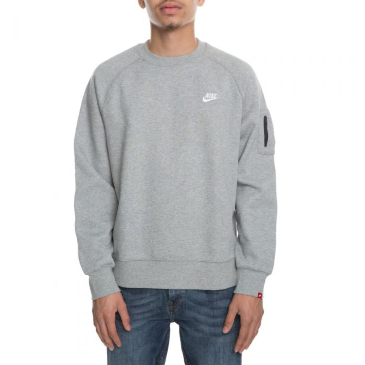 Men's Nike AW77 Fleece Crew Sweatshirt Grey/White 598701-063