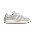 adidas Campus 00s trainers in pale green with pink three stripes, white laces, gum sole