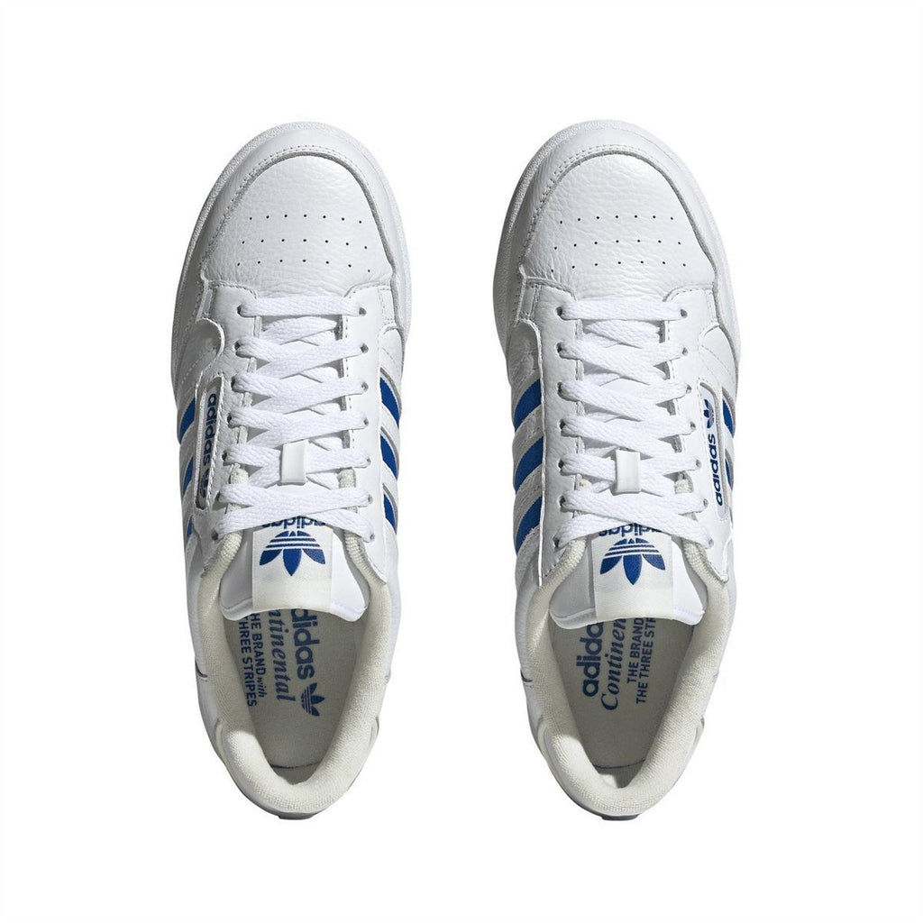 adidas Originals 80 Stripes Trainers showing classic white sneakers with black stripes and retro design from the side view