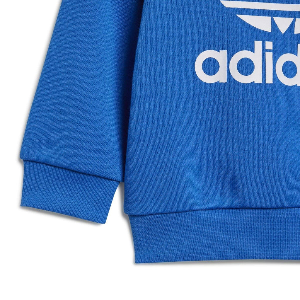 Infant blue crew sweatshirt sleeves and hem with ribbed cuffs
